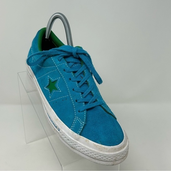 Converse One Star Bright Blue Leather Lace Up Low Top Kid's Sneakers Size 5 - Picture 2 of 12